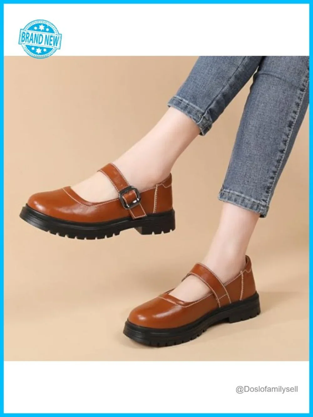 Mary Jane Oxford Platform Flats Faux Leather Buckle Strap Women
